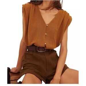 Ba&Sh Lony Bronze Women's Knitted Vest/Gilet Size 4